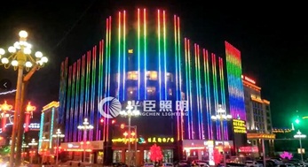 甘肅商場外墻亮化，全彩線條燈屏效果